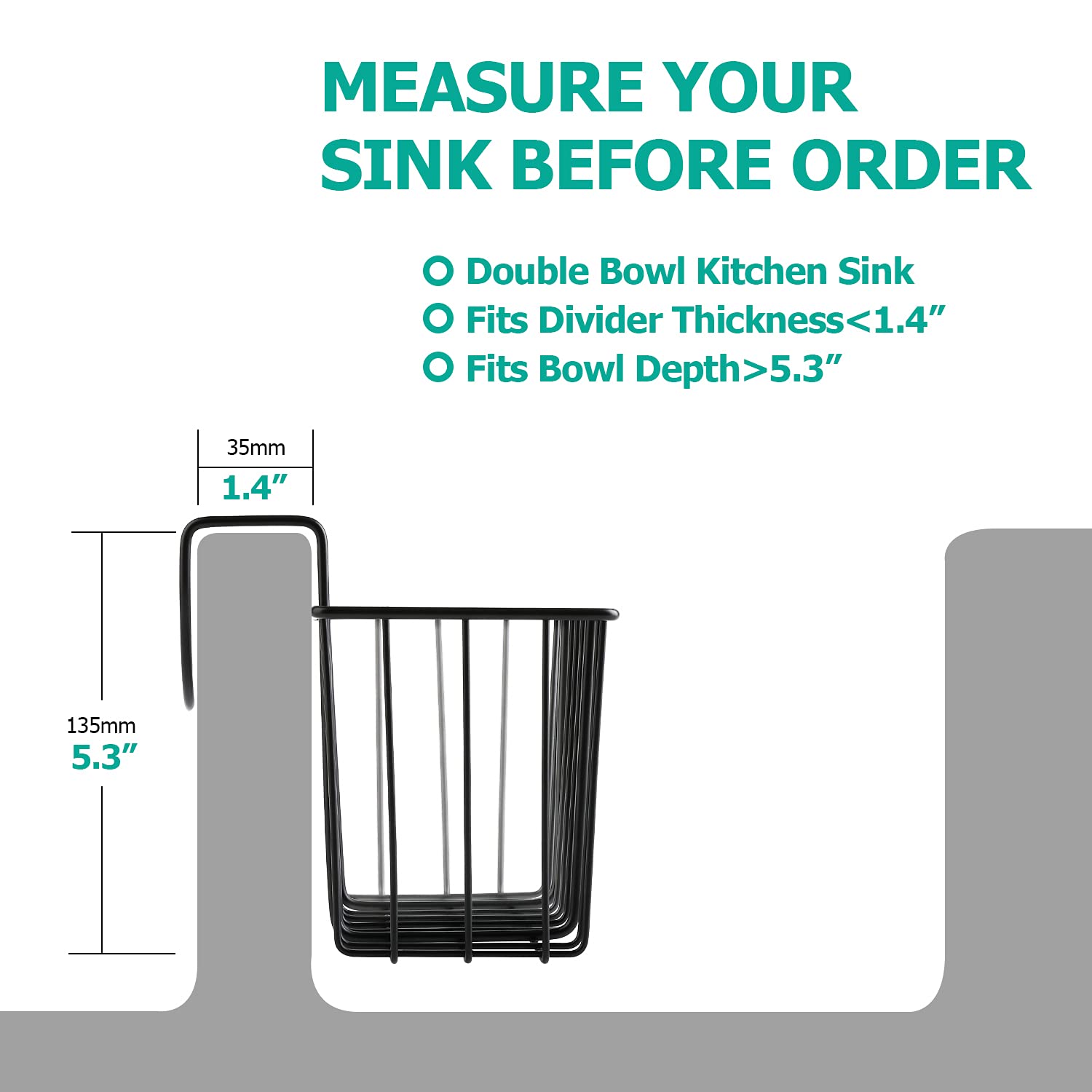 Damita Kitchen Sponge Holder For Sink Kitchen Sink Basket Sink Caddy Brush Dishwashing Liquid Drainer Rack Black, Medium (7.5''X